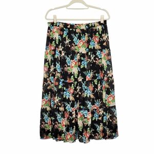 Linea Louis Dell'Olio Tiered Maxi Skirt Large Floral Boho‎ Cottagecore Y2K Gypsy